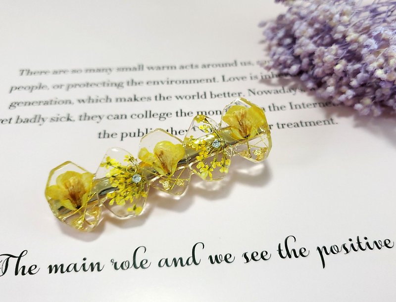Embossed Resin Barrette Champs - Hair Accessories - Resin Yellow