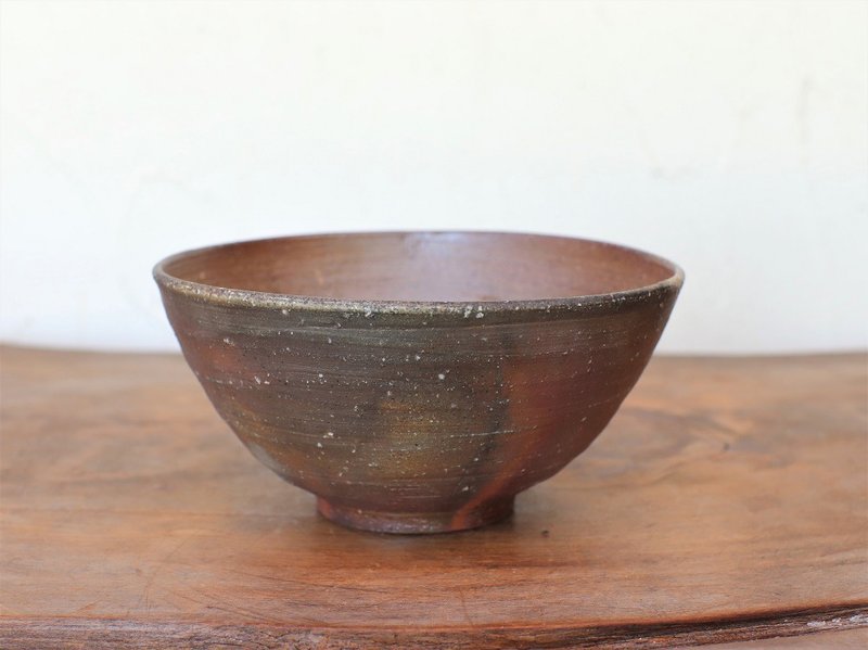 Bizen ware rice bowl (large) Sangiri m1-069 - ถ้วยชาม - ดินเผา สีส้ม