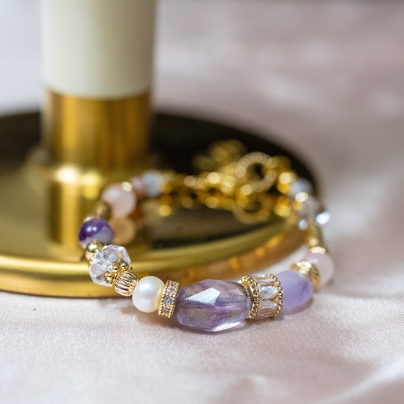 [Goddess] 018 Amethyst Pink Crystal Bracelet - สร้อยข้อมือ - เครื่องเพชรพลอย 