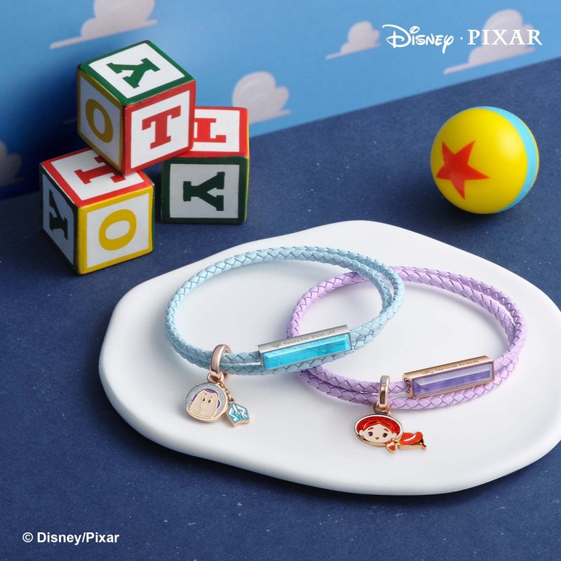 Pixar Toy Story Customized Italian Leather Gemstone Bracelet (6 Colours) - สร้อยข้อมือ - หนังแท้ สีน้ำเงิน