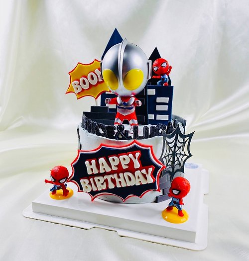 GJ.cake 奧特曼 蜘蛛人 生日蛋糕 造型 客製 卡通 翻糖 滿周歲 6吋 面交