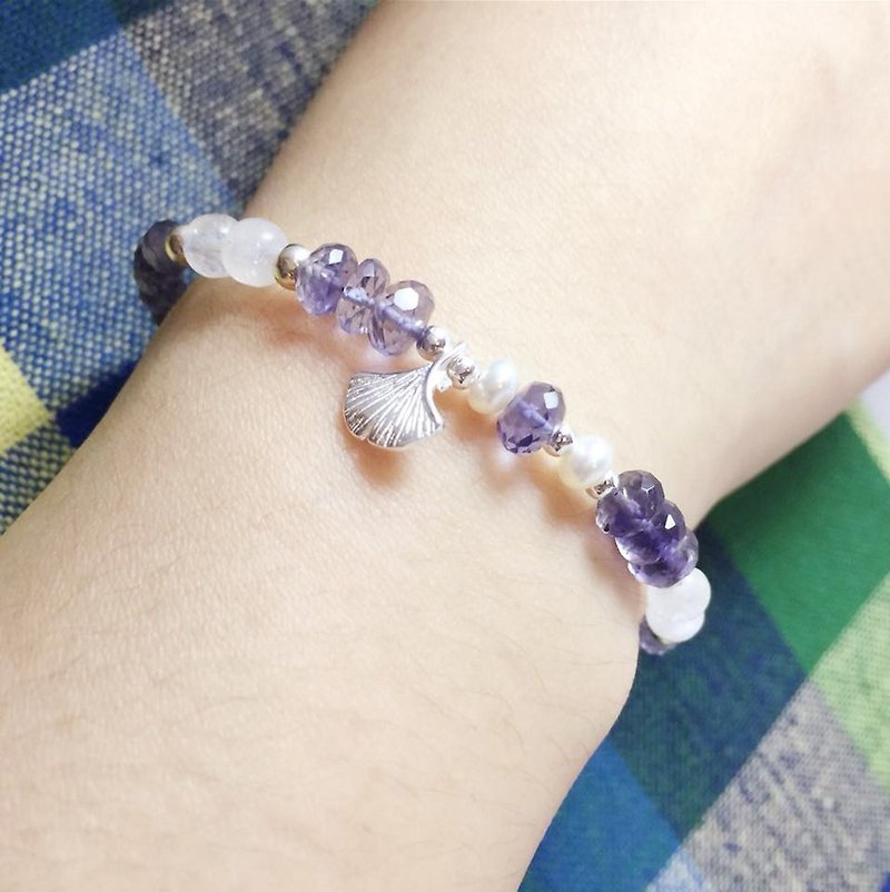 MH sterling silver natural stone custom series_云光_菫青石 - Bracelets - Semi-Precious Stones Purple