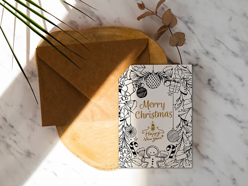 Gingerbread Man’s Christmas [CM17046] Rococo Strawberry Handmade Postcard Christmas Card with Envelope - การ์ด/โปสการ์ด - กระดาษ 