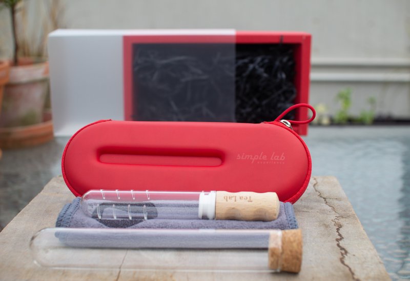 【HotSummer】Travel kit for ELIXIR(+) with glass tube and tea towel - Teapots & Teacups - Glass Red