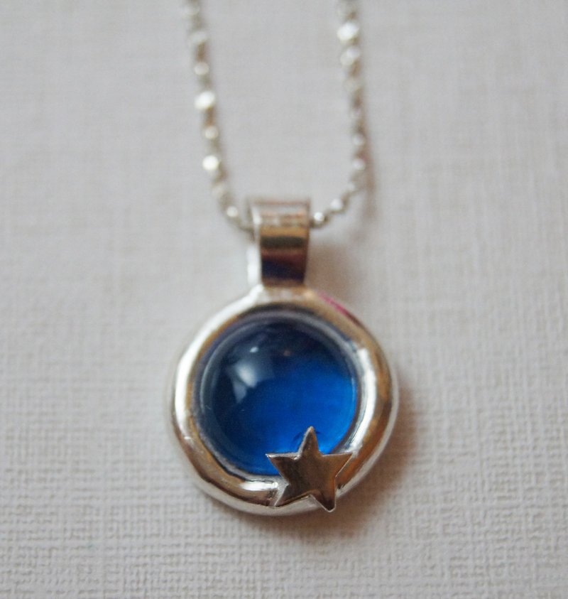 * Summer Starry Night * handmade silver necklace - สร้อยคอ - โลหะ สีน้ำเงิน