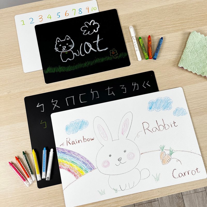 [Interactive Learning] iMAT non-toxic graffiti black and white board + water-soluble crayon set A4/A3 - อุปกรณ์เขียนอื่นๆ - พลาสติก สีดำ