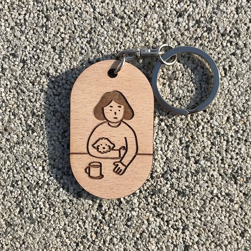 wooden keychain - 鑰匙圈/鑰匙包 - 木頭 咖啡色