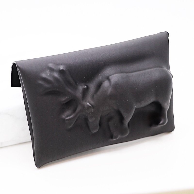 POMCH-VF MATTE Elk Three-dimensional Pattern Coin/Card Case - กระเป๋าใส่เหรียญ - พลาสติก สีดำ