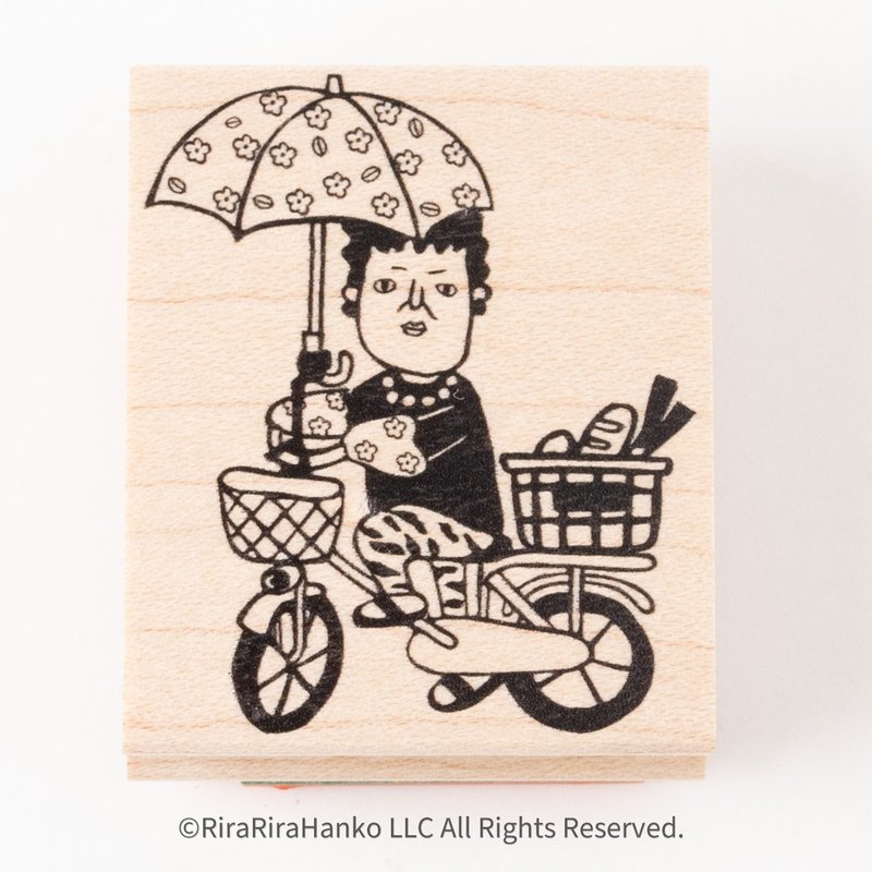 チャリ関さん*40mmx48mm*ラバースタンプ*R951 - 印章/印台 - 木頭 