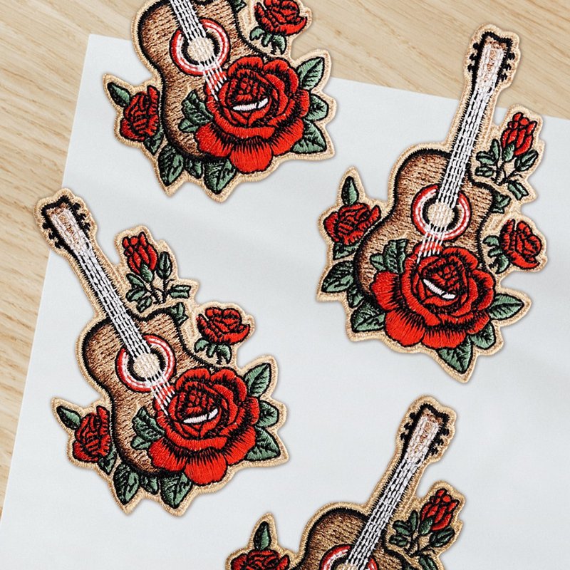 Embroidered Fabric Patch Rose Musician - Stickers - Thread 