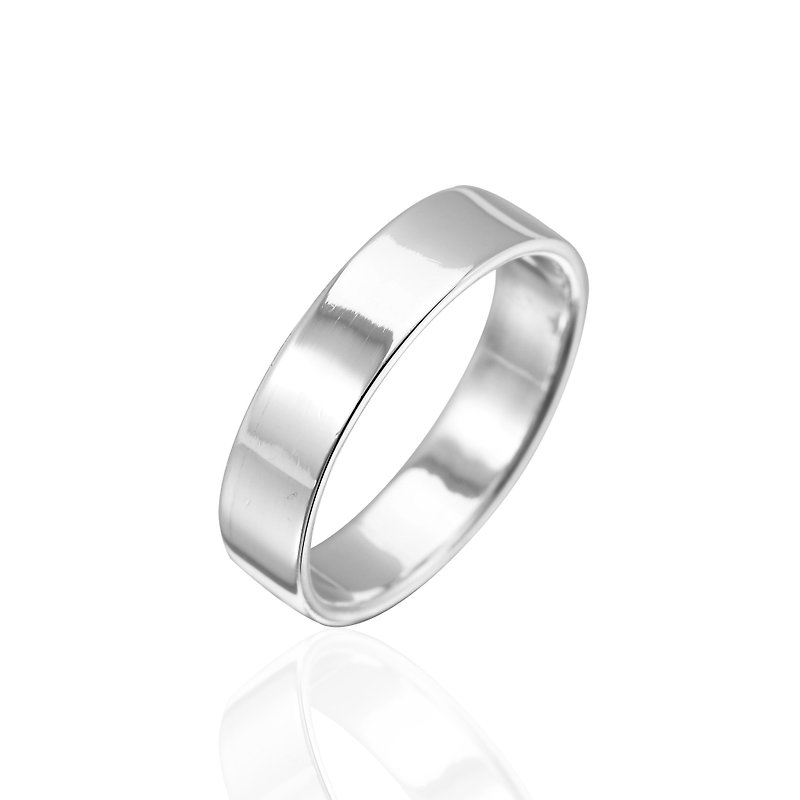 Simple plain sterling silver finger ring-6mm flat ring - แหวนคู่ - เงินแท้ สีเงิน