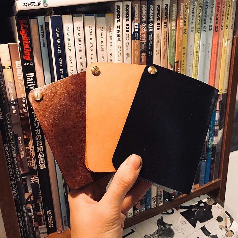 Multi-page card holder cowhide hand-made credit card business card - ที่ใส่บัตรคล้องคอ - หนังแท้ สีนำ้ตาล