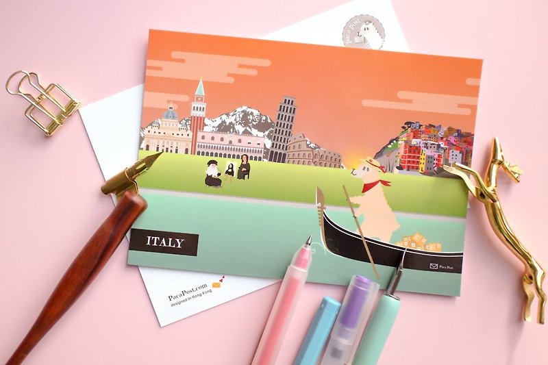 Postcard - Alpaca travel in Italy - การ์ด/โปสการ์ด - กระดาษ 