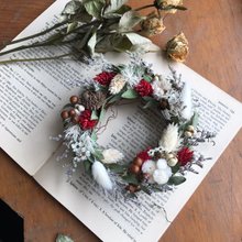- 紅色調 - 乾燥花小花圈 聖誕花圈 居家裝飾 客製化 乾燥花 花圈