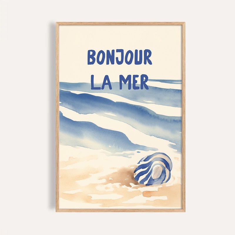 海灘上的早安 Bonjour la Mer / 插畫風海洋風景海報 掛畫 - 海報/掛畫/掛布 - 紙 
