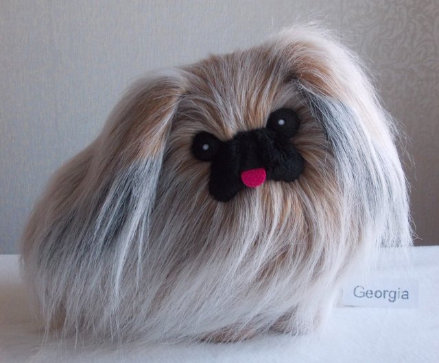 lovely Pekingese dog 14x10cm furry fur dog model toy polyethylene