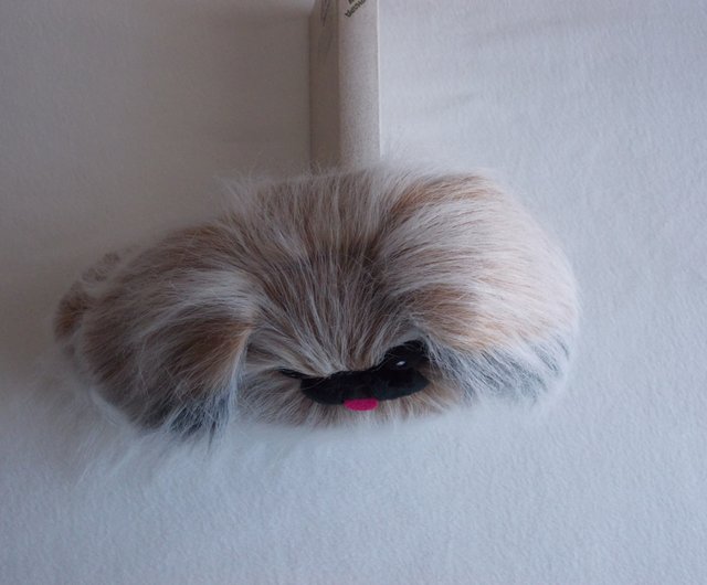 lovely Pekingese dog 14x10cm furry fur dog model toy polyethylene