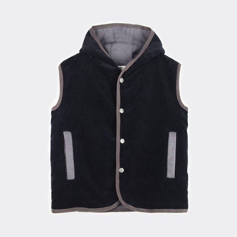 Cosmic Night Air Corduroy Hooded Vest - Coats - Cotton & Hemp 