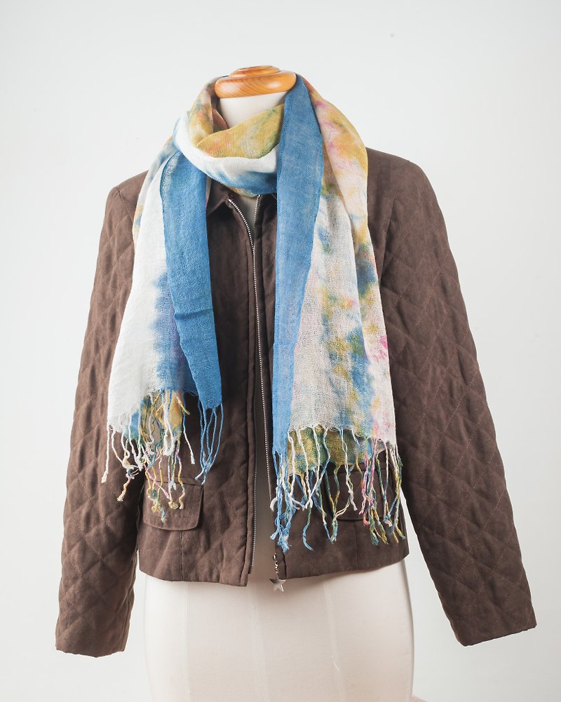 Handmade hand dyed scarf - Knit Scarves & Wraps - Linen 