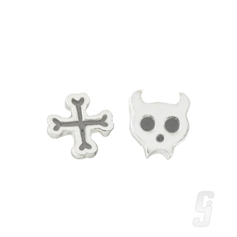 College Department - Devil jumping love skeleton - Earrings & Clip-ons - Other Metals Silver