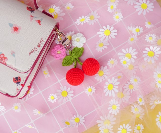 cherry keychain charm zipper key ring key chain bag charm handmade gift -  Shop naradolly Charms - Pinkoi