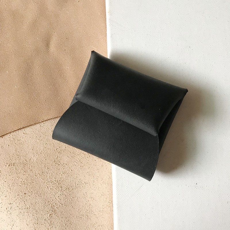 Envelope Coin Purse_Black - Wallets - Genuine Leather Black