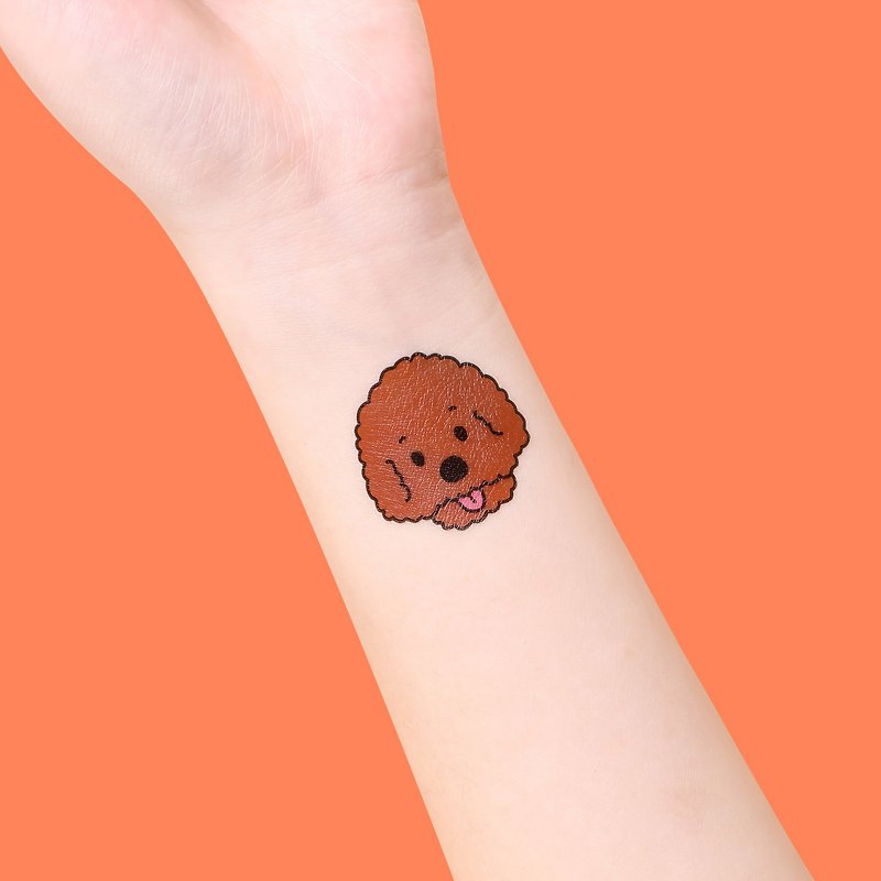 刺青紋身貼紙 / 咖啡 貴賓狗 Surprise Tattoos - 紋身貼紙/刺青貼紙 - 紙 咖啡色