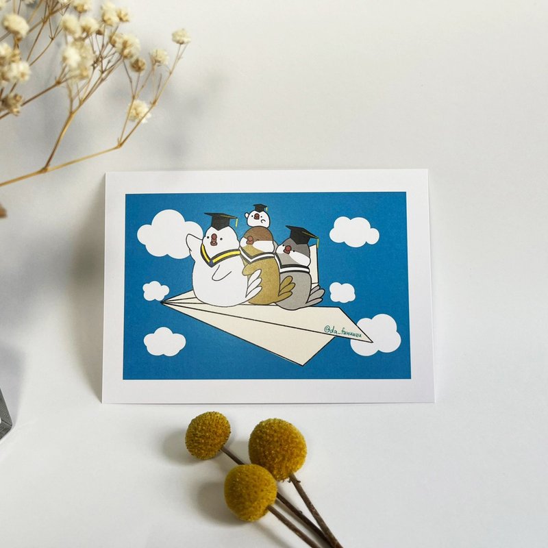 [Quick Shipping] Graduation Card/Wen Bird/Graduation Season Gift Postcard/Heart Card/Paper Airplane - Cards & Postcards - Paper White