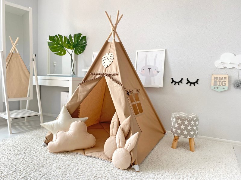 Teepee, kids teepee, tee pee tent, tee pee, tipi, play tent, childrens teepee - ผ้าปูที่นอน - ผ้าฝ้าย/ผ้าลินิน 