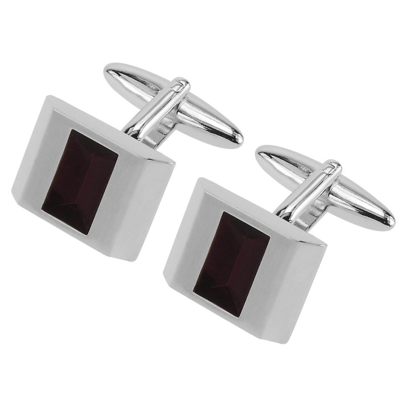 Silver Transparent Red Enamel Cufflinks - Cuff Links - Other Metals Red
