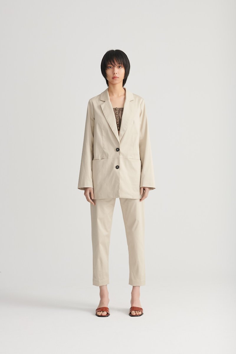 Shan Yong 棉質率性單排釦西裝外套(兩色) - 女西裝外套 - 棉．麻 