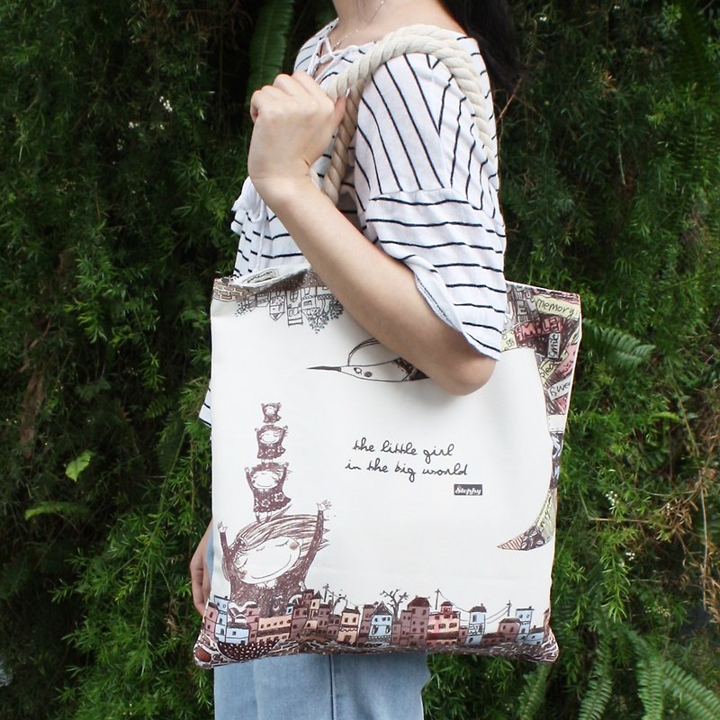 Stephy Original hand-painted canvas tote bag with zipper/ shoulder tote bag/ ECO - Handbags & Totes - Cotton & Hemp 