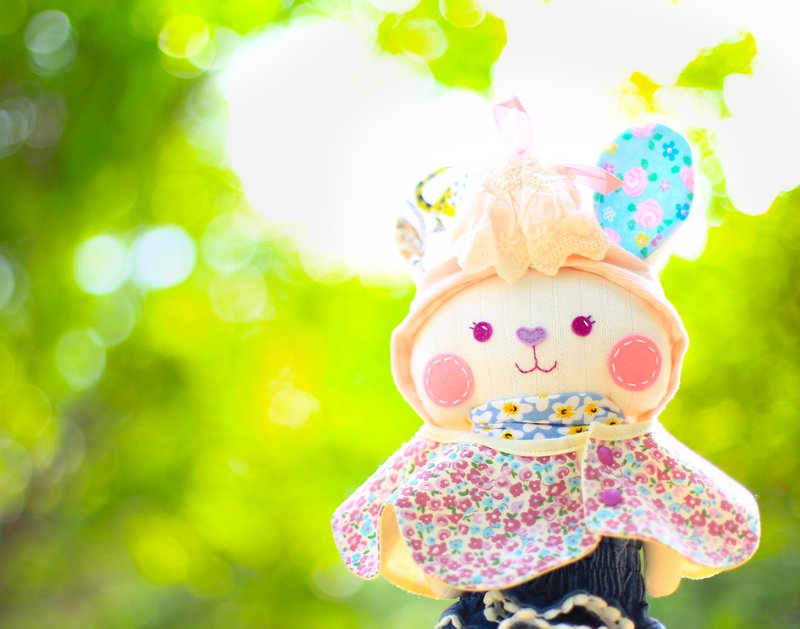 【衣服紀念布偶】小兔 - 媽媽包 - 棉．麻 黃色
