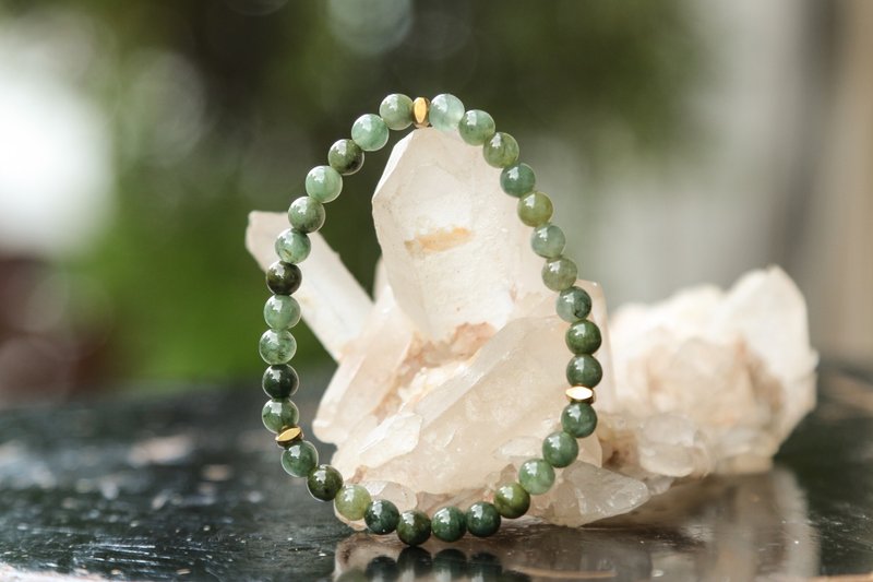 【Series of Bracelet】5.3mm natural Burmese Jade bracelet - Bracelets - Gemstone Green