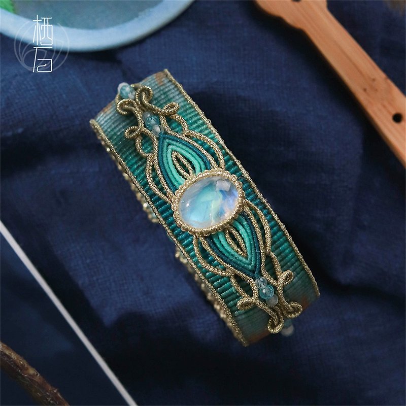 Qi Stone's original poetry and painting is clear water and clear waves Chinese style jewelry DIY hand-woven tutorial material package - เย็บปัก/ถักทอ/ใยขนแกะ - งานปัก 