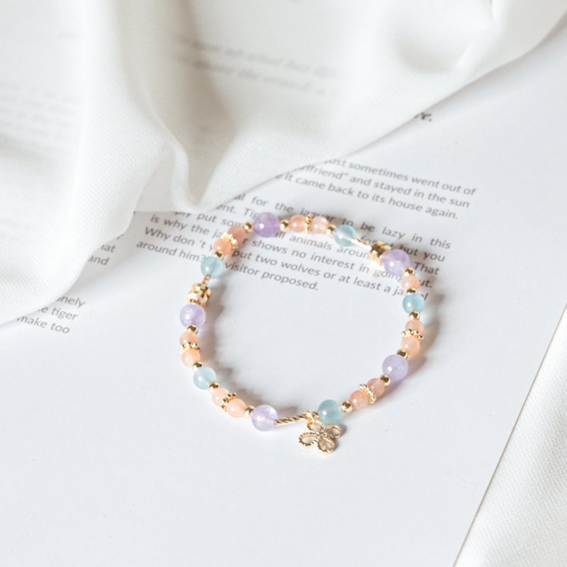 Good mood - lavender amethyst - aquamarine - orange moonlight - 14k gold material mother's day gift customization - Bracelets - Other Metals Pink