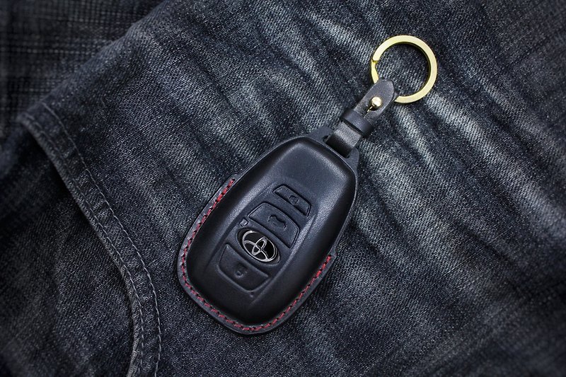 (Spot version) Toyota Toyota 86 GR Gazoo racing car key bag key leather case - Keychains - Genuine Leather Black