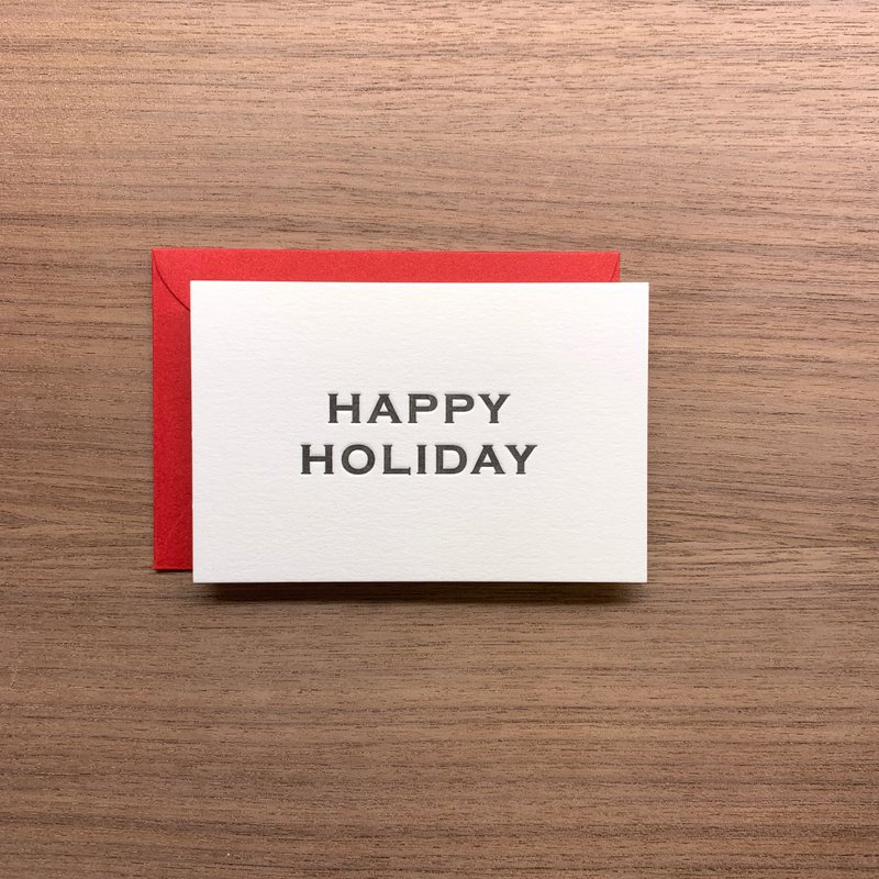 活版印刷問候小卡 Happy Holiday - 卡片/明信片 - 紙 紅色