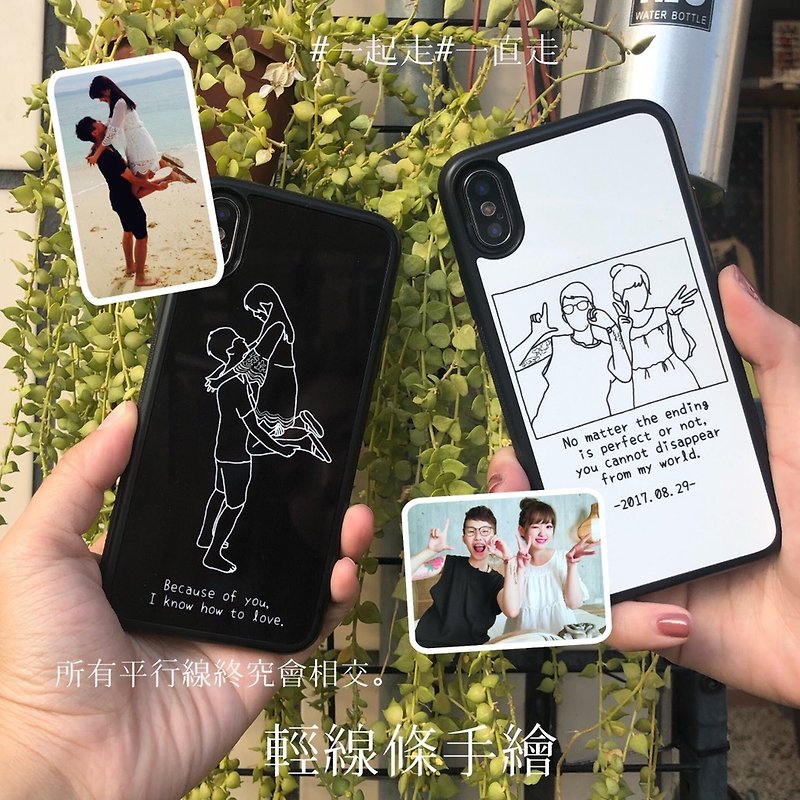 [Free shipping] black and white lines, hand-painted shell lines, draw your commemorative gift - Phone Cases - Other Materials 