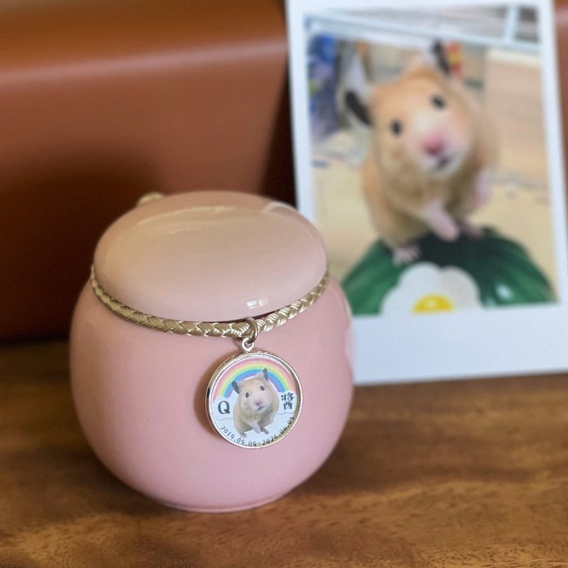 [Customized] Pet urn | Pet photo/name/anniversary | Praying elegantly - Pink - Other - Pottery Pink