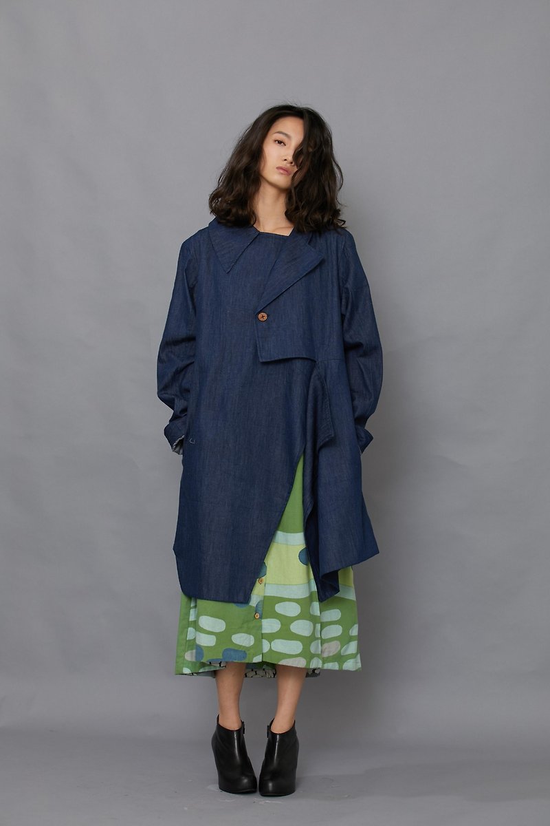 convertible jacket-denim - Women's Casual & Functional Jackets - Cotton & Hemp Blue