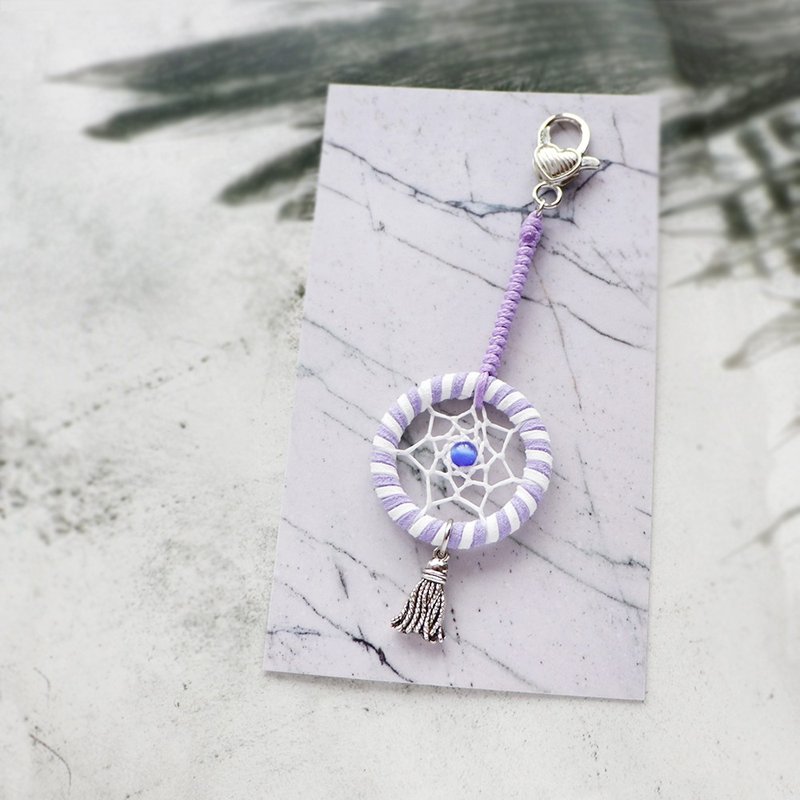 Fresh and Simple丨Commemorative Gift Handmade Two-color Stone Dreamcatcher Charm Keychain-Romantic Purple - Charms - Other Materials Purple