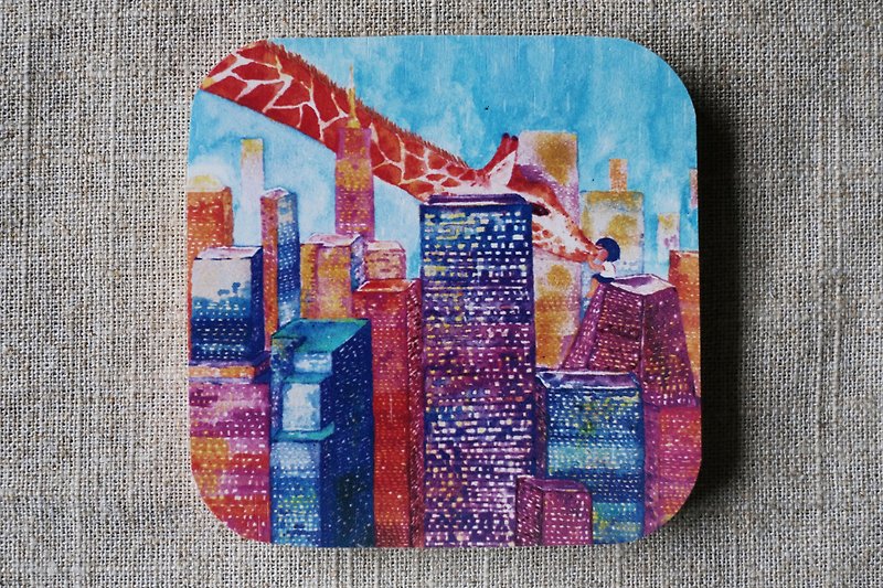 Miss you | Square | Diatomaceous Earth Coaster - Other - Other Materials Multicolor