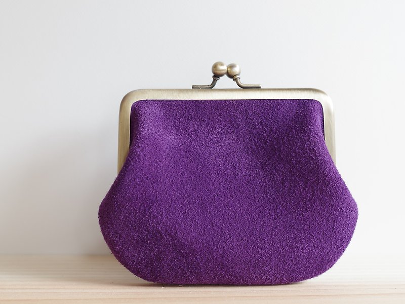 Square type suede leather purple - Wallets - Genuine Leather Purple