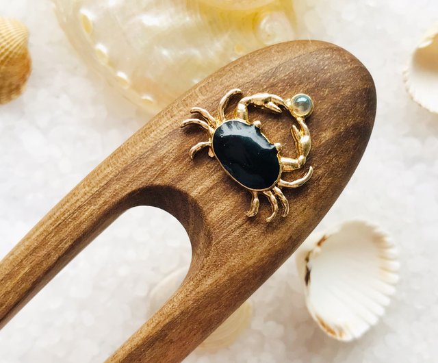 カニ付きヘアクリップ、ミニマリストヘアピン、女性用お団子ホルダー