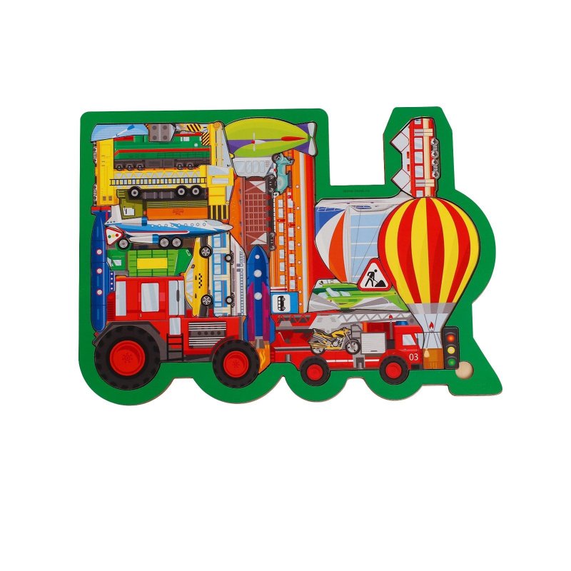 Puzzle board train - transport, Wooden Montessori Toddler Toys Age 3 4 5 year - 寶寶/兒童玩具/玩偶 - 木頭 綠色