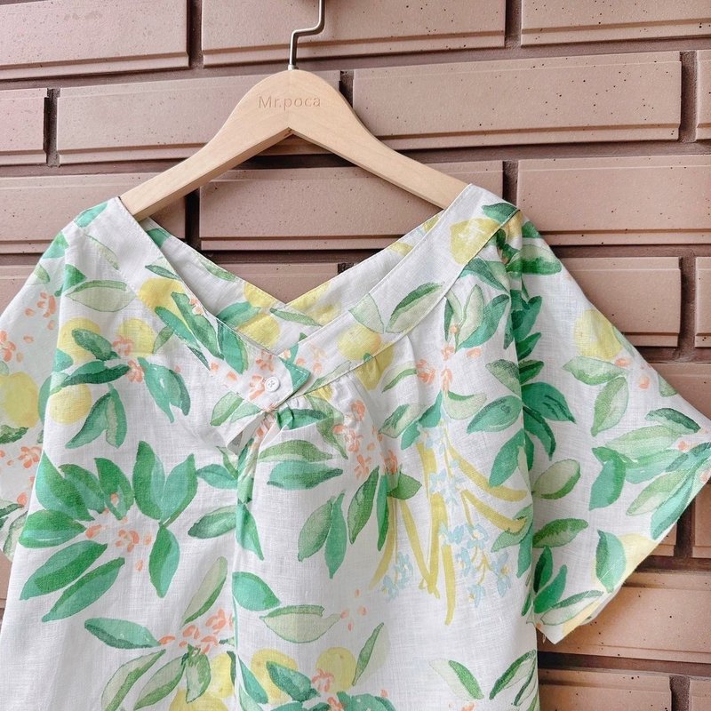 Quiet Island Fruit Green - Camille Short Top - Women's Tops - Cotton & Hemp Multicolor