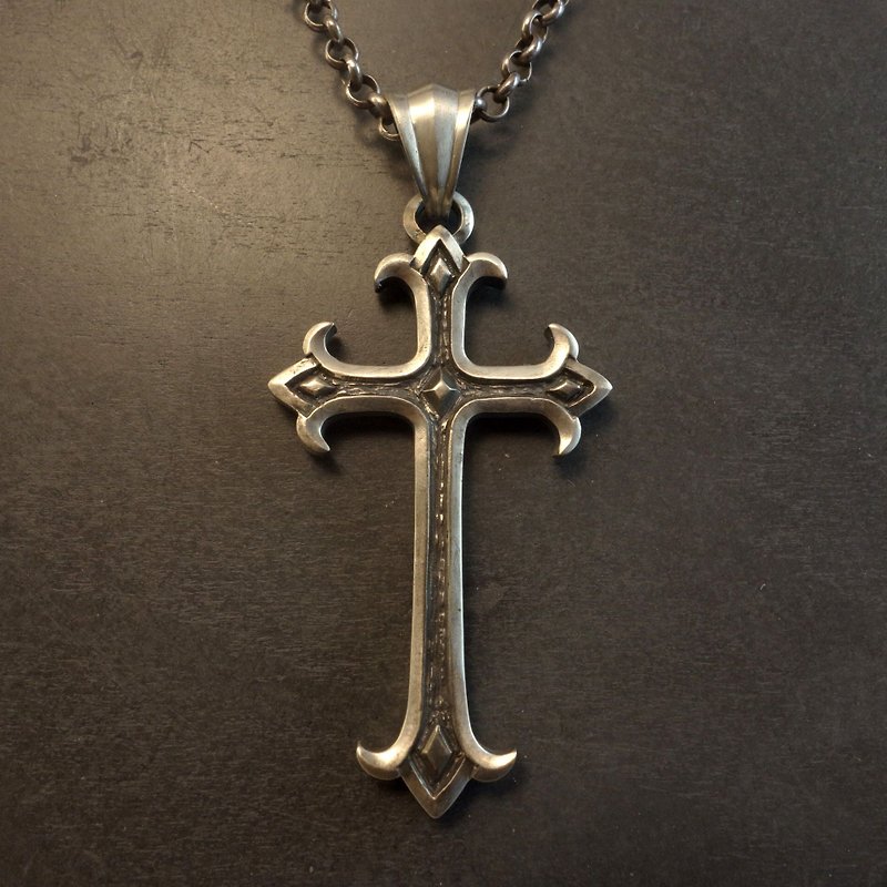 The boundary between light and darkness - sterling silver cross necklace - สร้อยคอ - เงินแท้ 