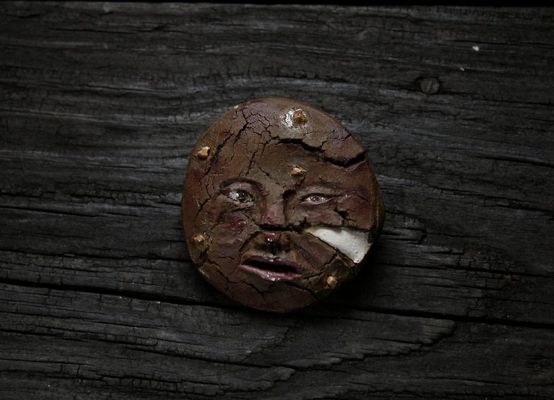 Human face marshmallow chocolate biscuits (diameter 6.2cm, incense card holder) - Stuffed Dolls & Figurines - Pottery 