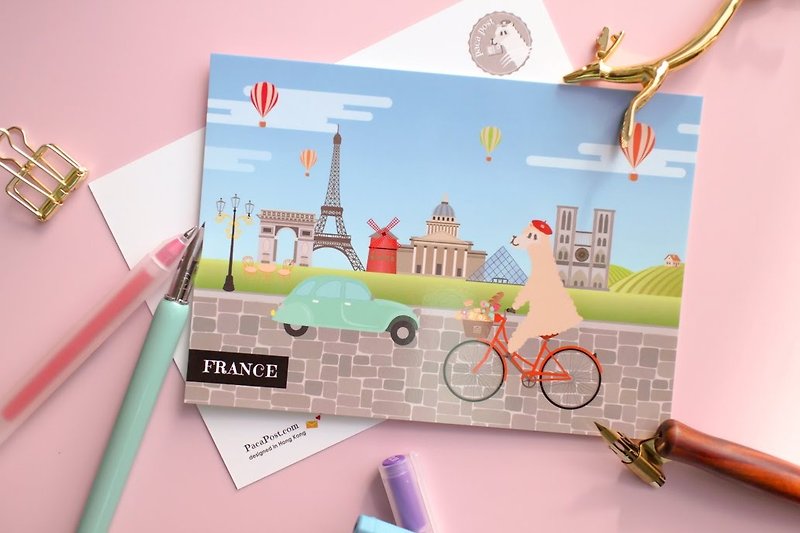 Postcard - Alpaca travel in France - การ์ด/โปสการ์ด - กระดาษ 